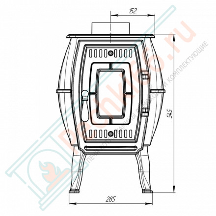 Чугунная отопительная печь Бахтинка, черная (ProMetall)