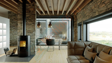 Печь-камин Ceres, красная сталь (Defro-Home) 6кВт