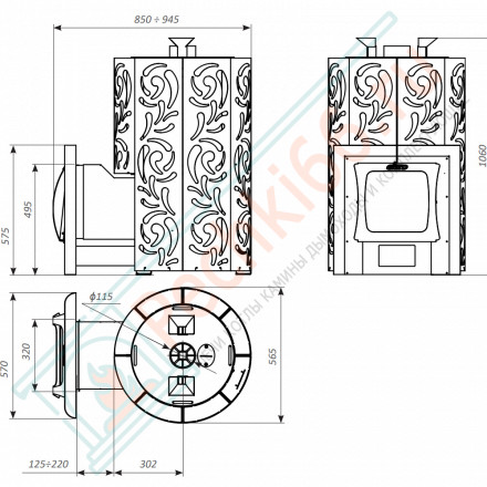 Печь для бани Violet World Long Window Max Pro (Grill’D)