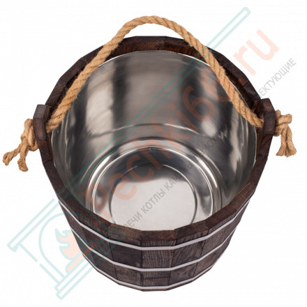 Запарник 20л. с нержавеющей вставкой, ДУБ в темном (Woodson)