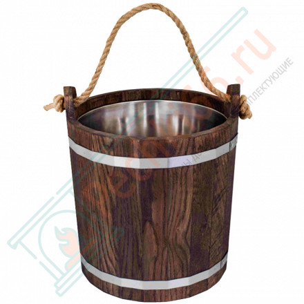 Запарник 16л. с нержавеющей вставкой, ДУБ в темном (Woodson)