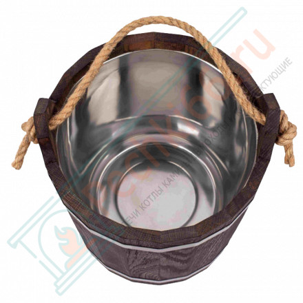 Запарник 16л. с нержавеющей вставкой, ДУБ в темном (Woodson)