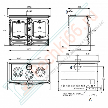 Печь с варочной поверхностью America NE, цвет чёрный (La Nordica)