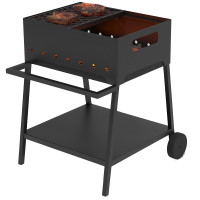 Стальной мангал "Турист 2" на подставке, с чугунной решеткой "Стейк" (Везувий)