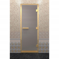 Стеклянная дверь для хамама в золотом профиле, сатин 210х80 (по коробке) (DoorWood)