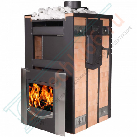 Дровяная банная печь МП-30 с парогенератором, в кирпичной облицовке (Тройка) до 30м3