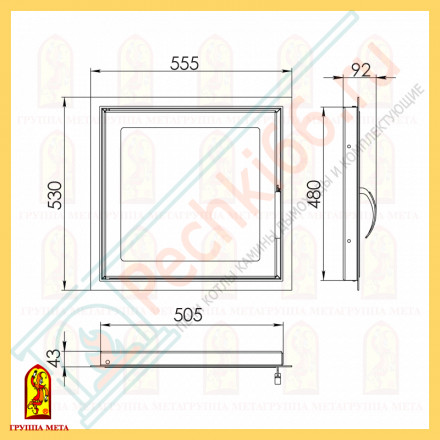 Дверка для камина ДК555-1С (Мета)