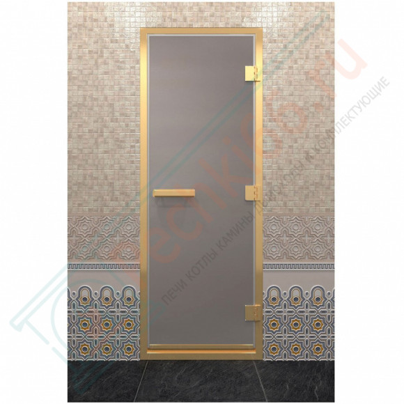 Стеклянная дверь для хамама в золотом профиле, сатин 200х80 (по коробке) (DoorWood) в Красноярске