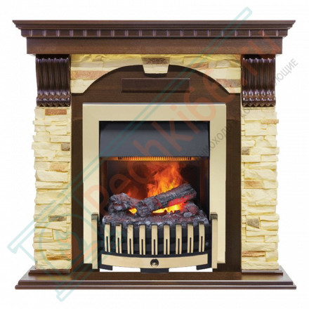 Электрокаминокомплект Dublin угловой - Темный дуб / Сланец с очагом Danville Brass FB2
