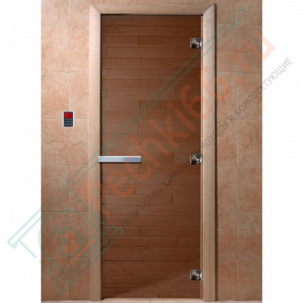 Дверь стеклянная для бани, бронза прозрачная, 1700х700 (DoorWood)