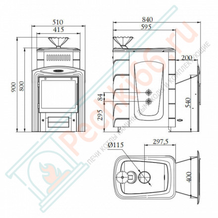 Печь для бани Гейзер 2014 Inox Витра ЗК ТО терракота (T.M.F) до 18 м3