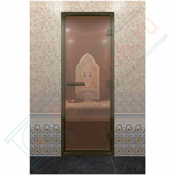 Стеклянная дверь DoorWood «Хамам бронза» в бронзовом профиле 2000х800 (по коробке) в Красноярске