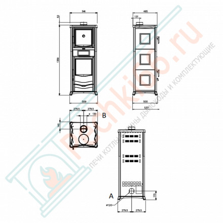 Печь с варочной поверхностью Rossella Plus Forno, цвет бордовый (La Nordica)
