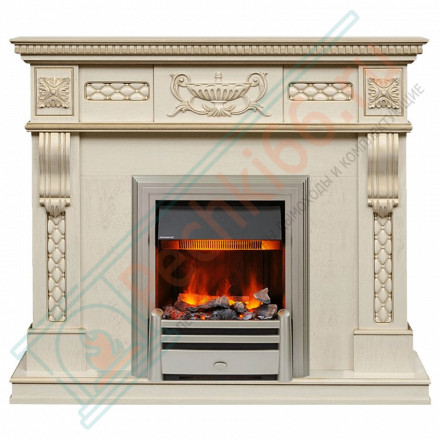 Каминокомплект Corsica - Слоновая кость с патиной (Ширина 1100) с электрическим очагом Chesford