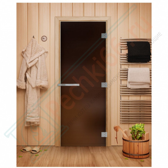 Дверь для бани и сауны Эталон, матовая бронза 10мм, 190х70 см (по коробке) (DoorWood) в Красноярске