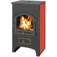 Печь-камин ПК-01-205, с плитой, красный (Везувий)