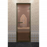 Стеклянная дверь DoorWood «Хамам бронза» в бронзовом профиле 1900х700 (по коробке)