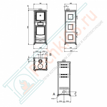 Печь с варочной поверхностью TermoRossella Plus Forno D.S.A, цвет бордовый (La Nordica)
