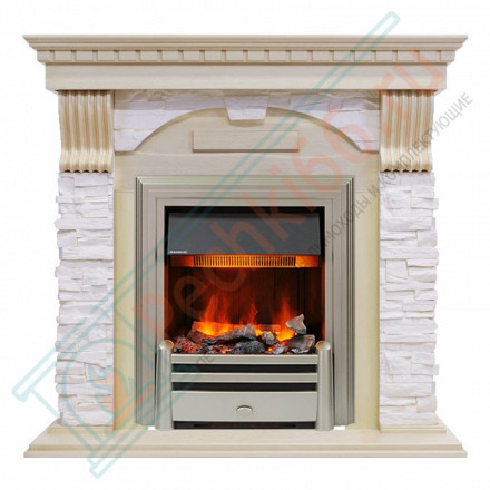 Электрокаминокомплект Dublin - Слоновая кость с патиной / Сланец крем с очагом Chesford