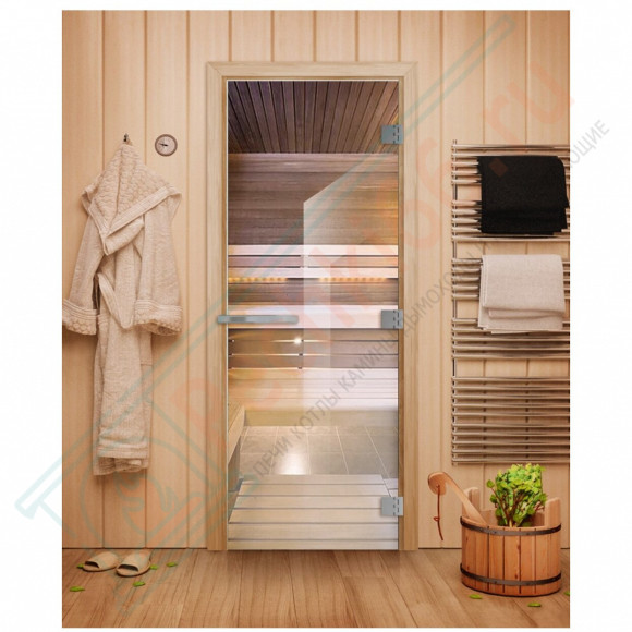 Дверь для бани и сауны Эталон, прозрачная 10мм, 200х80 см (по коробке) (DoorWood) в Красноярске