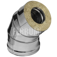 Сэндвич колено 45° (НЕРЖ-430/0,8-ОЦИНК/0,5) d-120/200 (Ferrum HF-Z) Сэндвич колено 45° (НЕРЖ-430/0,8-ОЦИНК/0,5) d-120/200 (Ferrum HF-Z)