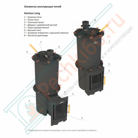 Дровяная банная печь Grill'D Denisov Long