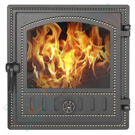 Дверца каминная чугунная 280, бронза (Везувий)