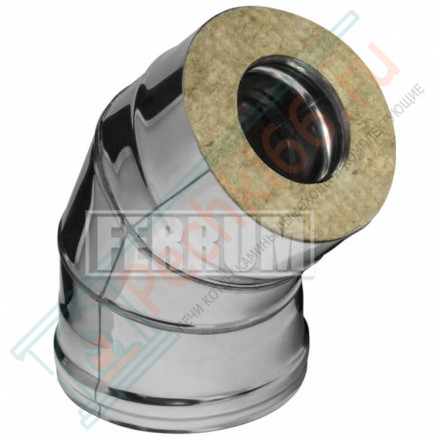 Сэндвич колено 45° (НЕРЖ-430/0,8-НЕРЖ-430/0,5) d-120/200 (Ferrum HF)