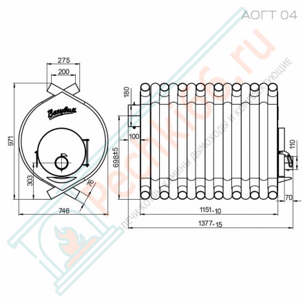 Печь отопительная АОГТ 04 (Везувий) до 1000 м3