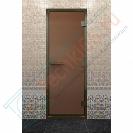 Дверь для хамама в бронзовом профиле, бронза матовая 190x80 (DoorWood)
