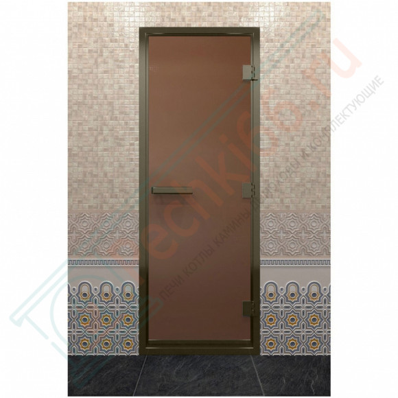 Дверь для хамама в бронзовом профиле, бронза матовая 190x80 (DoorWood) в Красноярске