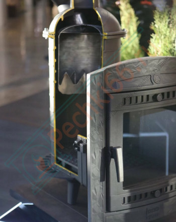 Печь для бани Атмосфера L+, усиленная каменка, комбинированная облицовка «Верде Гватемала» (ProMetall)