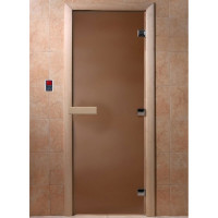 Дверь стеклянная для бани "Теплая ночь" бронза матовая 1900х700 (DoorWood)