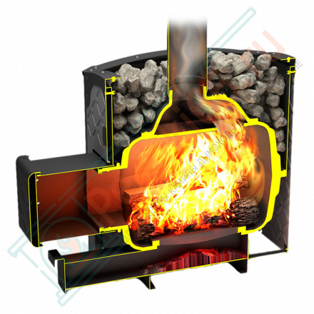 Чугунная банная печь Былина 24 Ч Панорама (Теплодар)