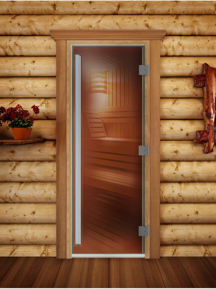 Дверь для бани и сауны Престиж бронза, 170х70 см по коробке (DoorWood) в Красноярске