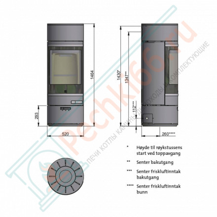 Печь-камин Scan 85-1 Low Top/Low Base, шамотные плиты, BP (Scan)