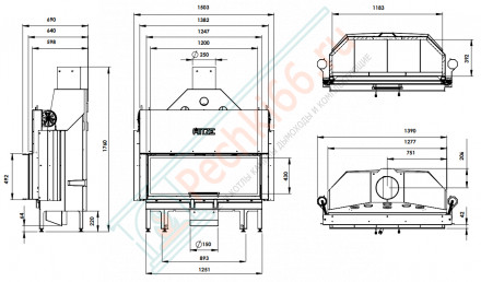 Каминная топка Albero AL120x43G.H 25 kW (Hitze)
