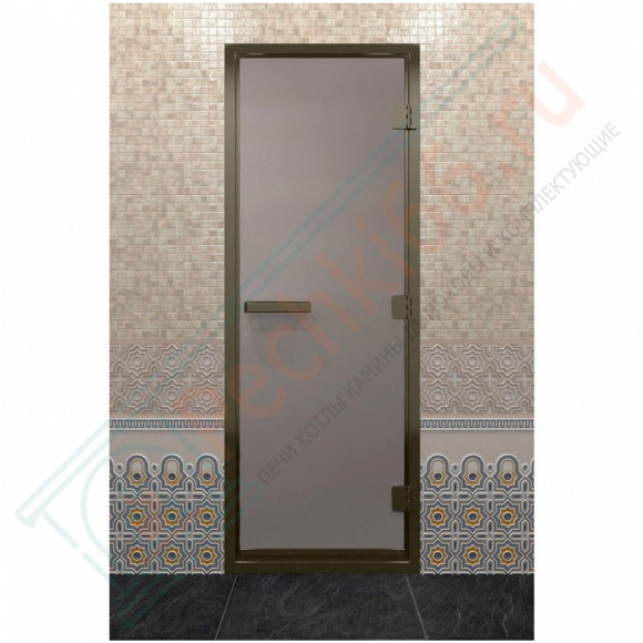 Дверь для хамама в бронзовом профиле, сатин 190x80 (DoorWood) в Красноярске