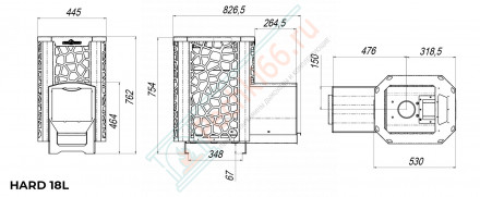 Печь для бани Hard 30L Саванна Панорама (Сталь-Мастер)
