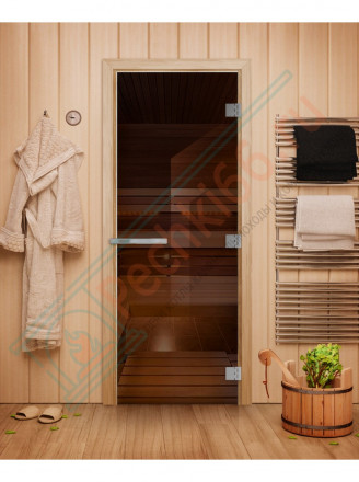Дверь для бани и сауны Эталон Лайт, бронза, 190х70 см, стекло 8мм (DoorWood)