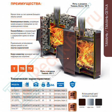 Печь для бани Тамань-10 Т (2017) (Теплодар)