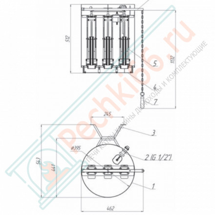 Обливное устройство для бани Ливень 50 л, для скрытой установки (Инжкомцентр ВВД)