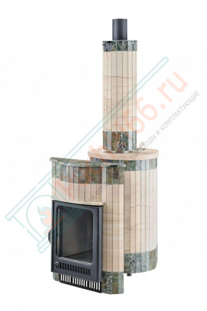 Дровяная банная печь Ферингер ОПТИМА "Окаменевшее дерево перенесённый рисунок + Жадеит" до 28 м³