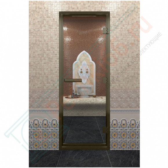 Стеклянная дверь DoorWood «Хамам Прозрачная» в бронзовом профиле 1800х700 (по коробке) в Красноярске