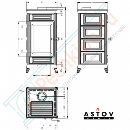 Печь-камин Майолика, белая (Астов)