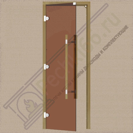 Дверь стеклянная для бани и сауны, бронза, коробка кедр, ручка с металлической вставкой 1900х700 (Sawo) 741-3SGD в Красноярске