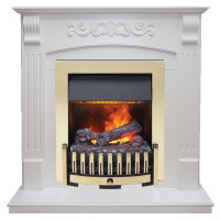 Электрический каминокомплект Sorrento угловой - Белый дуб с очагом Danville Brass FB2
