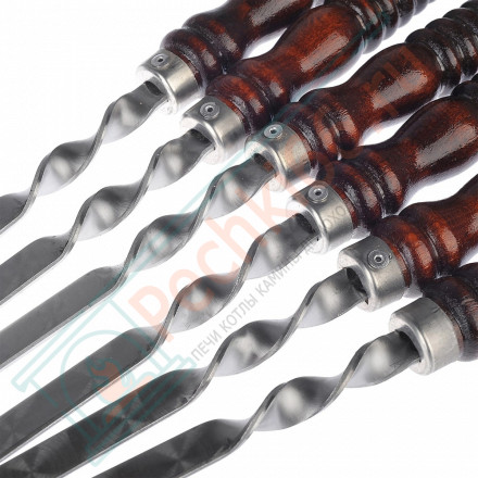 Набор шампуров в чехле L=40 см, с деревянной ручкой, + таганок, 6 шт