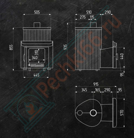 Дровяная банная печь Ферингер Малютка ПФ "Жадеит перенесённый рисунок" до 18 м³