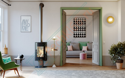 Печь-камин Orbis Top, золотая сталь (Defro-Home) 9кВт